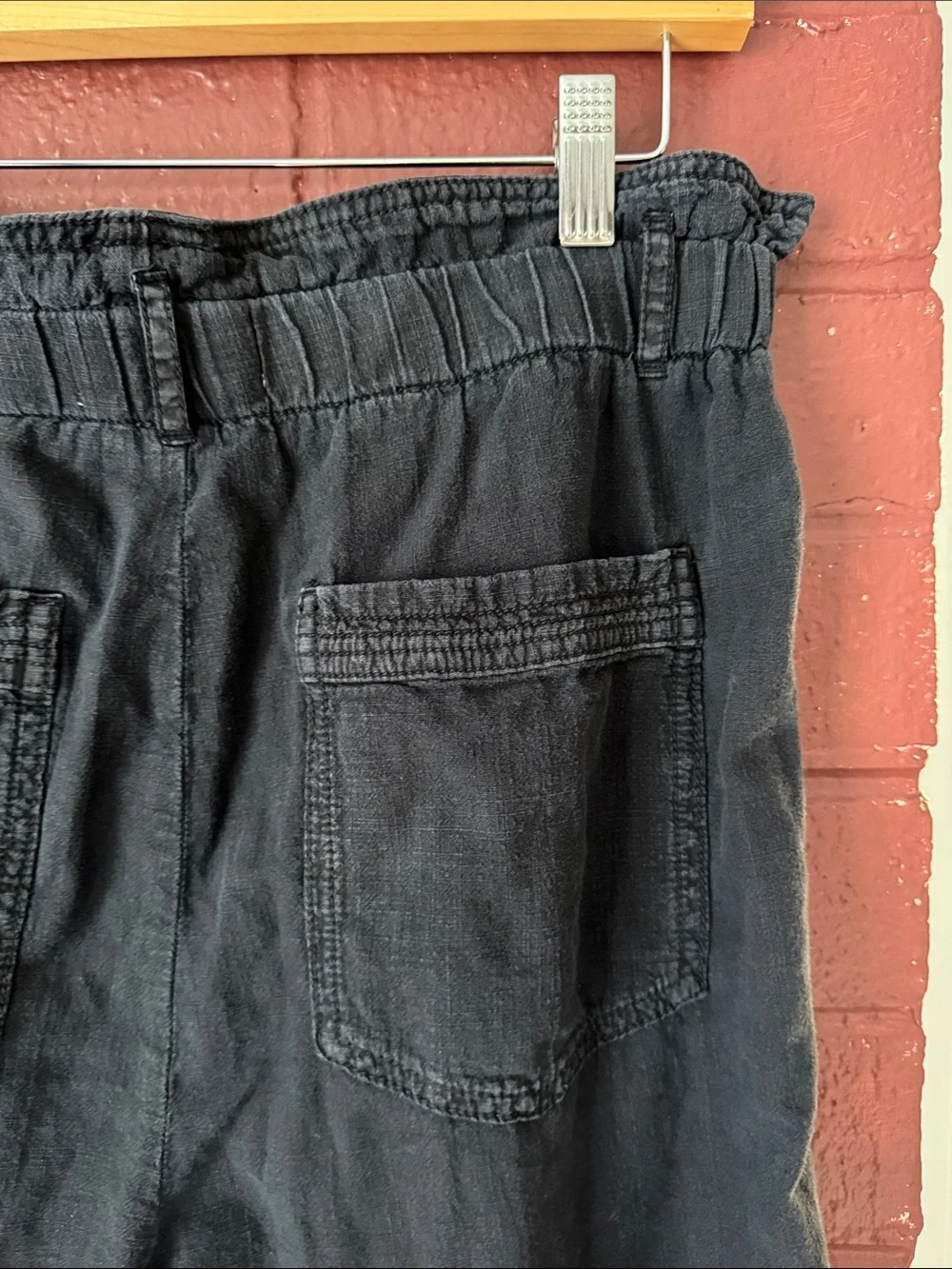 Anthropologie High Waist Tapered Leg Trousers 100% Cotton Faded Black Size Small